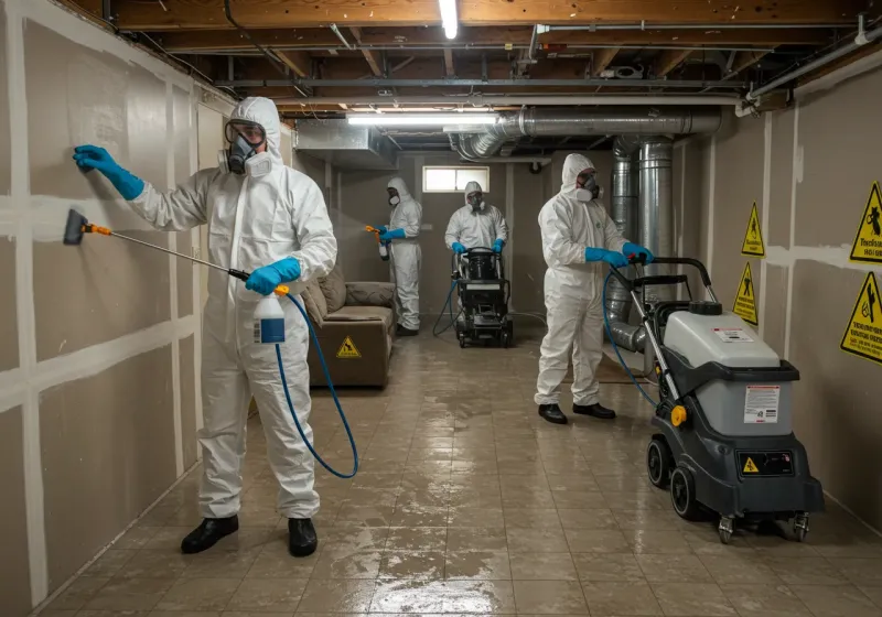 Basement Moisture Removal and Structural Drying process in Ashville, OH